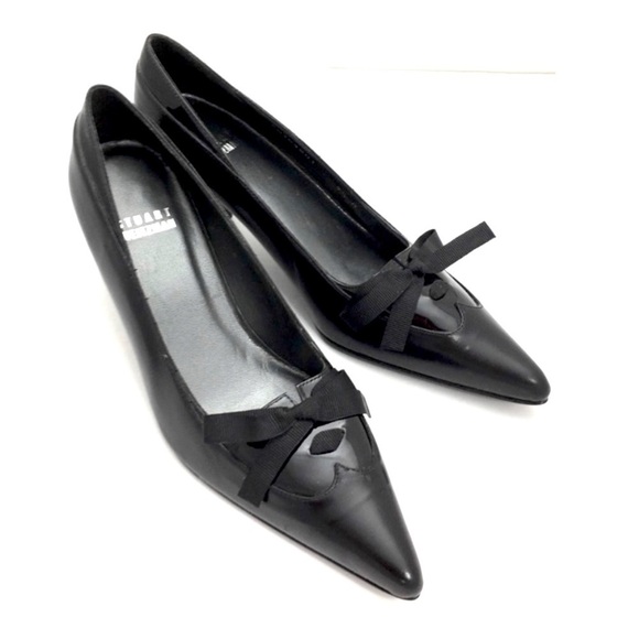 STUART Weitzman Patent Leather Pointed toe Low Heel Pumps In Black - Picture 4 of 8